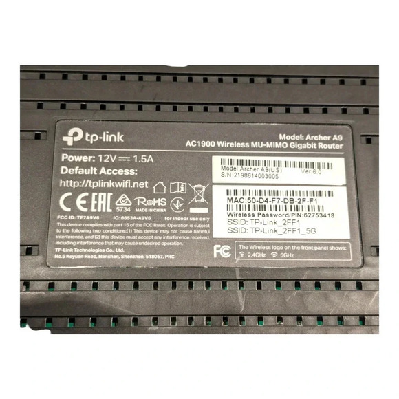 TP-Link AC1900 Smart High Speed Wi-Fi MU-MIMO Gigabit Black Router Archer A9 - Picture 8 of 14